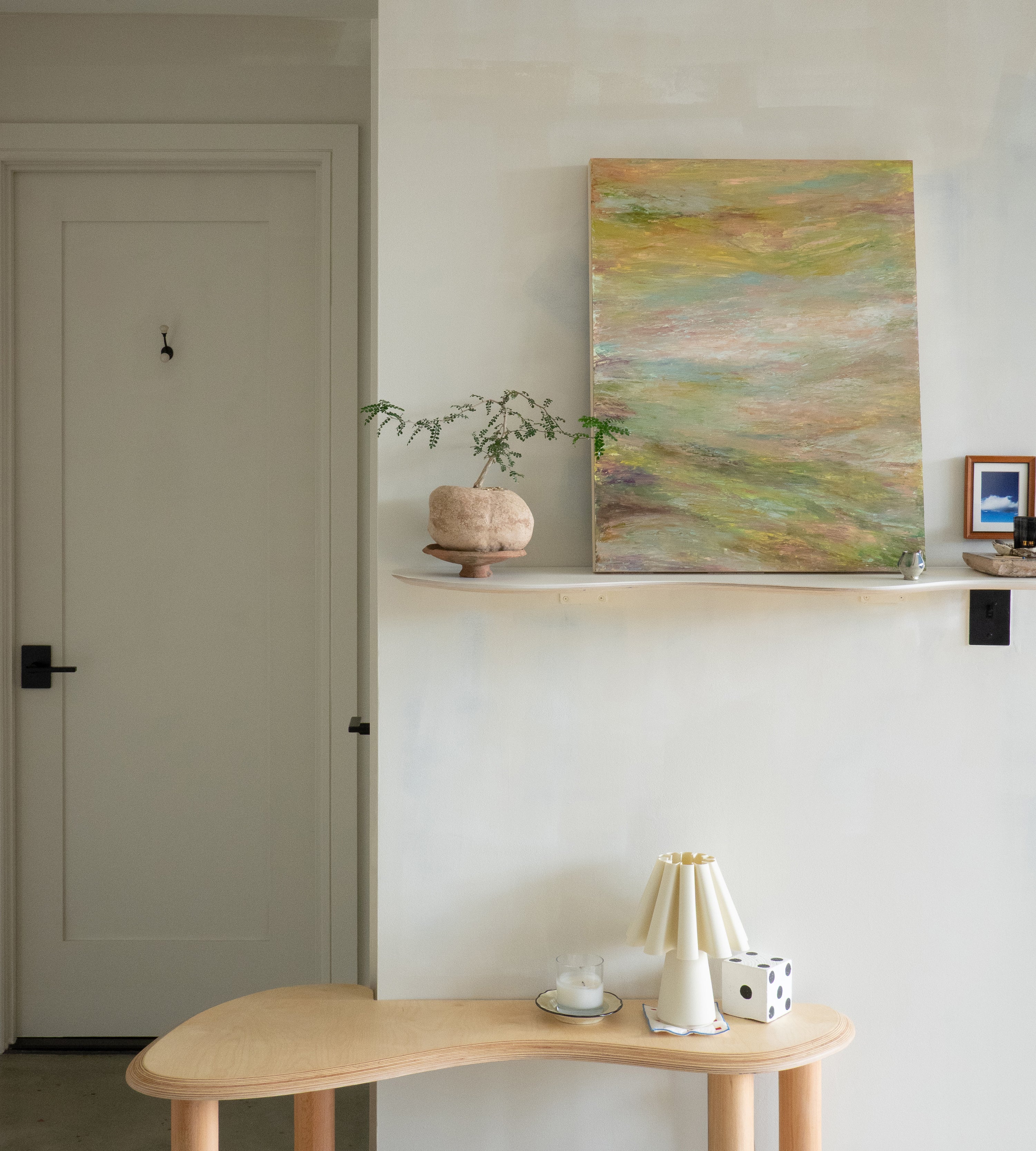 corner bench + shelves