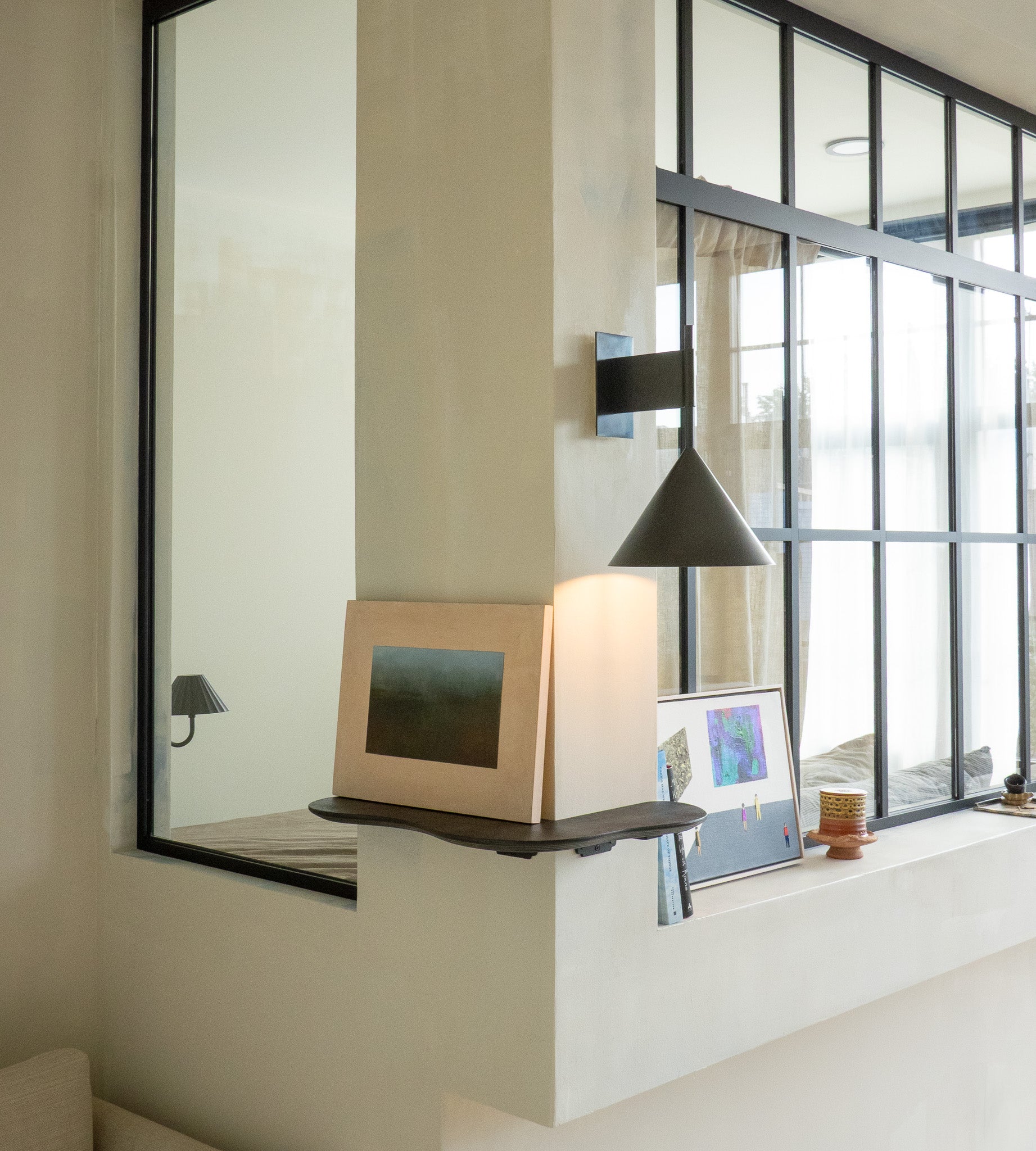 corner bench + shelves