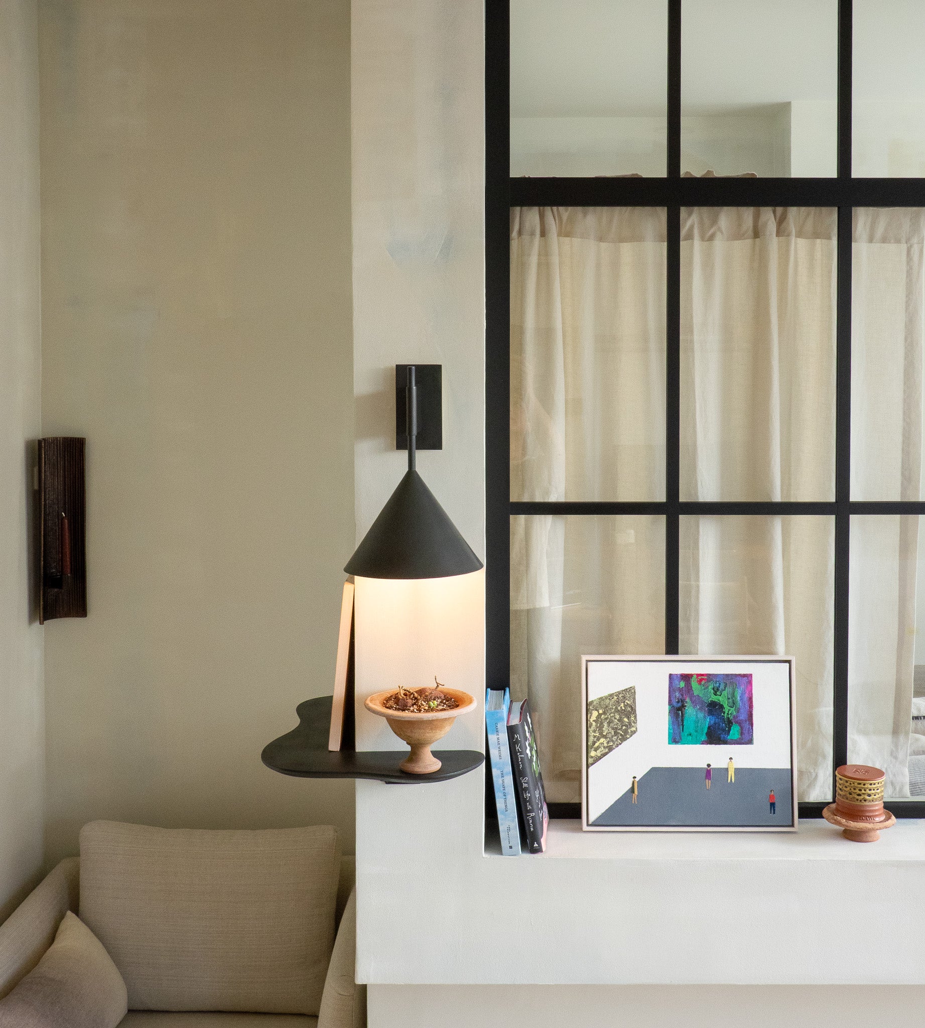 corner bench + shelves